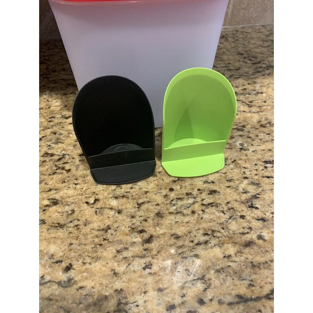 3 Tupperware Oval Modular Mates  (2) 1614, (1) 1613 Red Lids & 2 Rocker Scoops